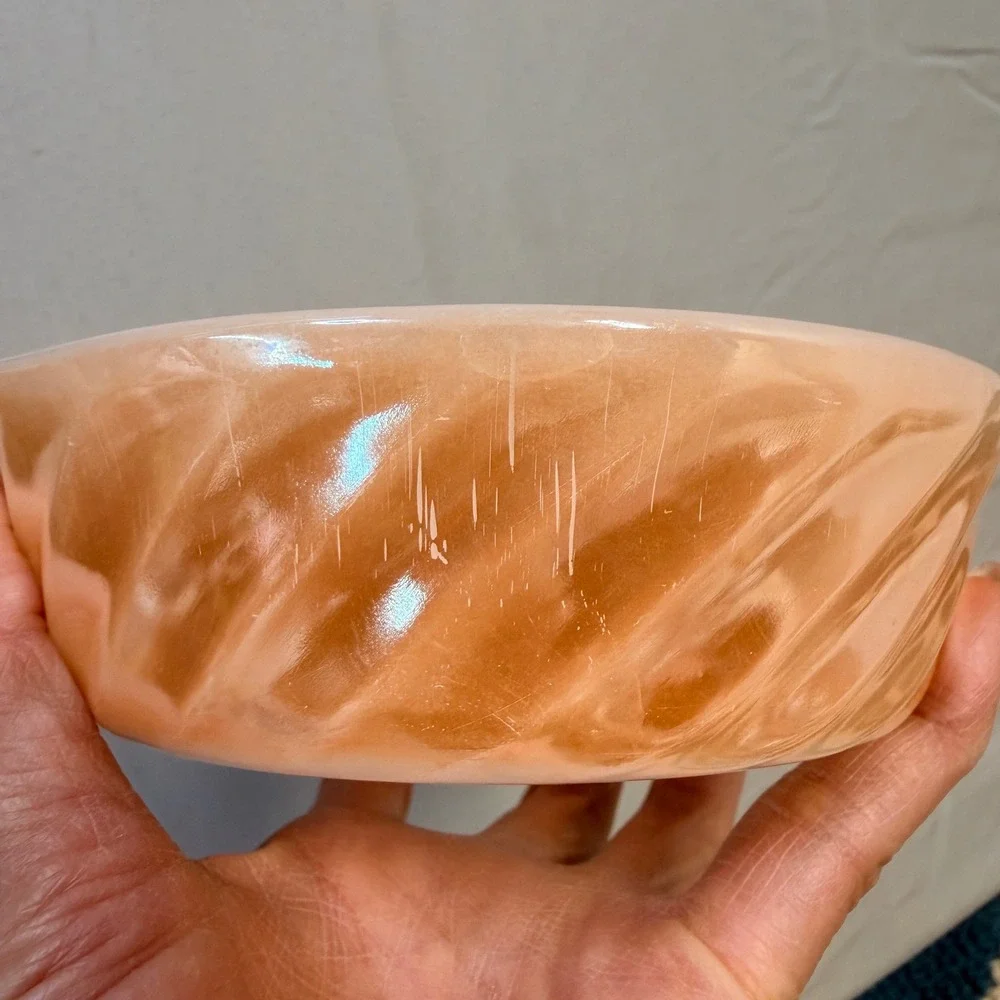Vintage 70's Anchor Hocking Fire king, peach lusterware 2 piece casserole dishes